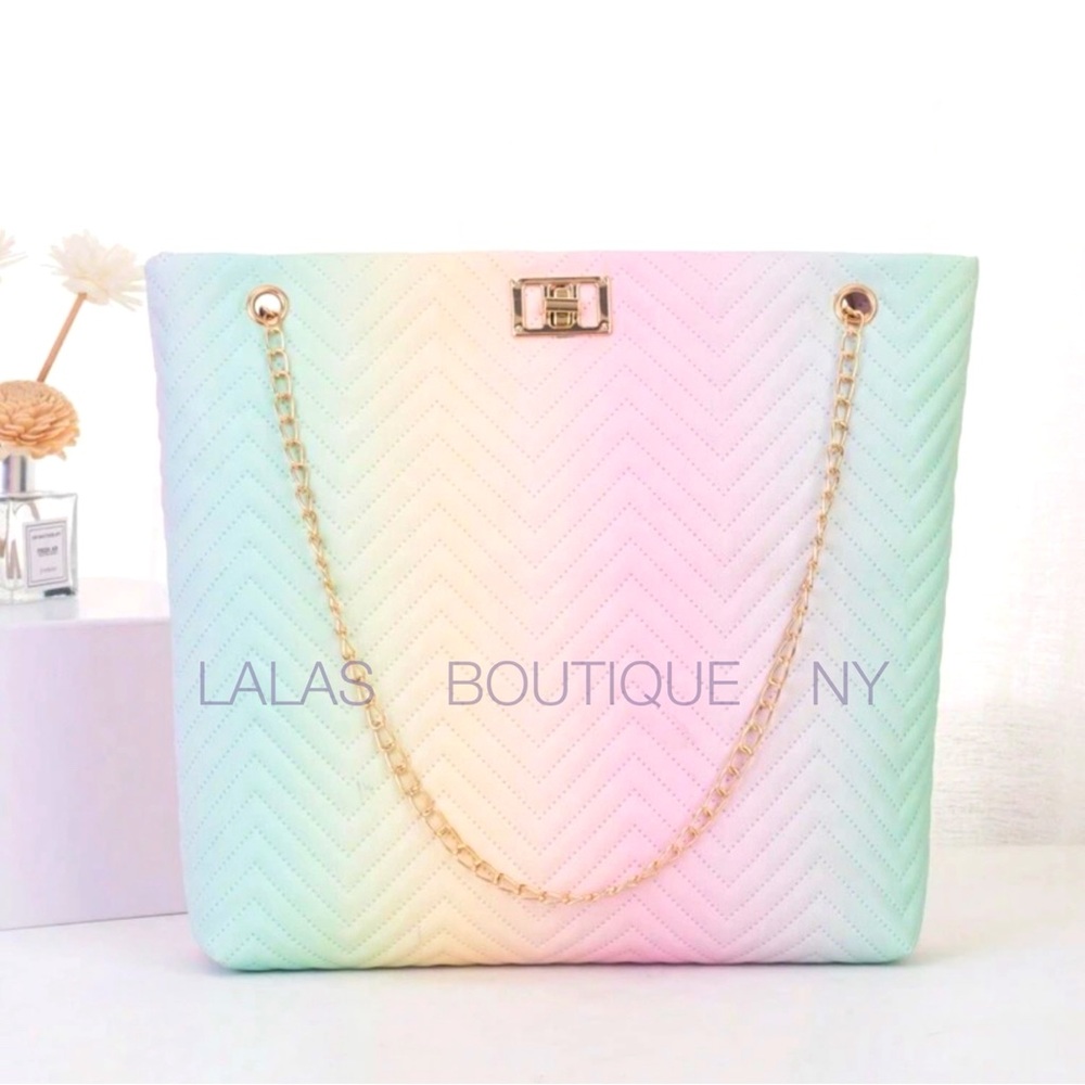 Fashionable Geometric Metal Chain Shoulder Tote Bag
